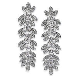 Thalia Sodi Silver-Tone Crystal Pavé Drop Earrings